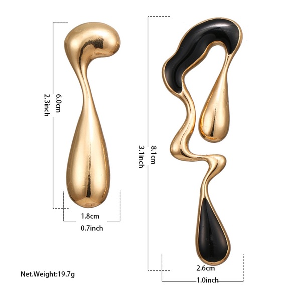 ✨Gold asymmetrical earrings - Picture 6 of 9